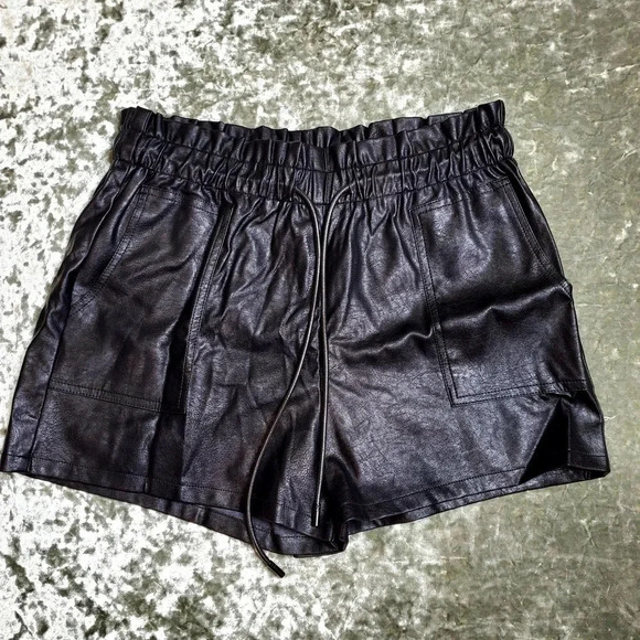 Faux Leather High Waist Shorts - Picture 1 of 11